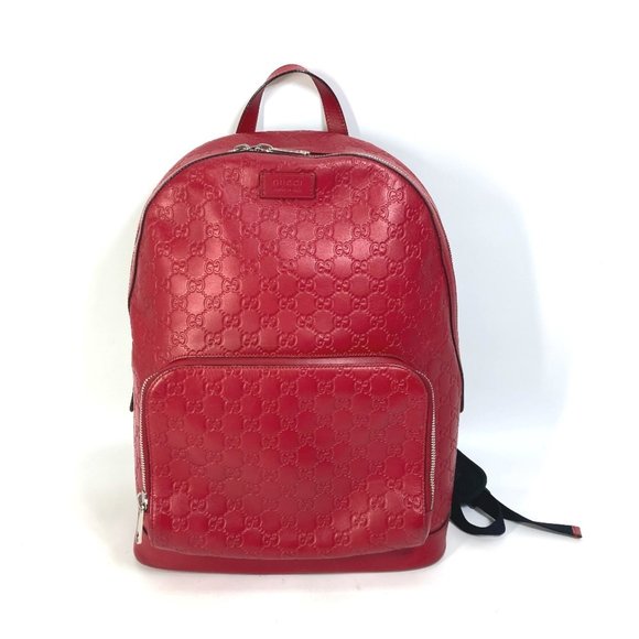 GUCCI Red Leather Backpack - Picture 1 of 16